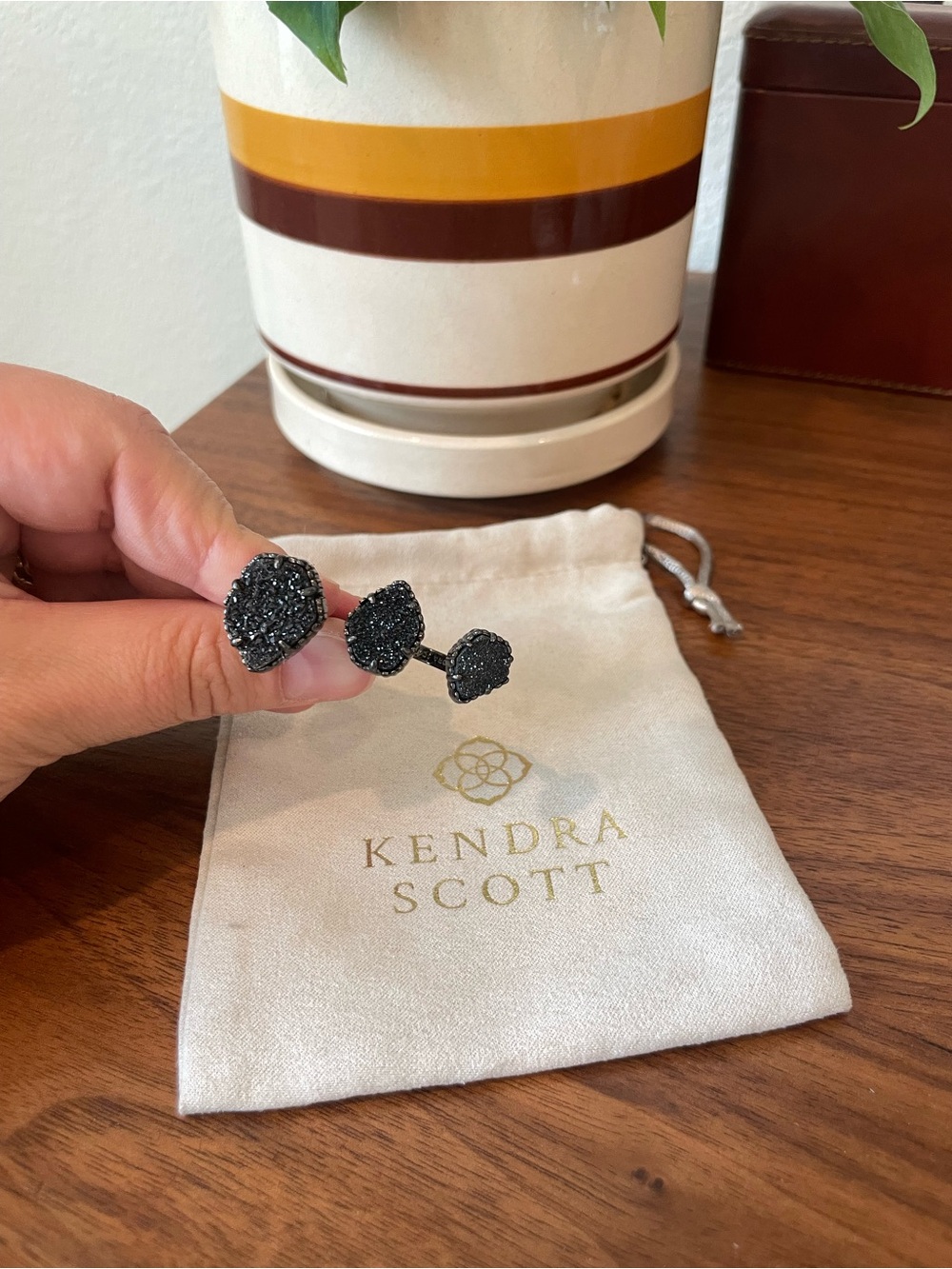 Kendra Scott Gunmetal Drusy Naomi Ring M/L